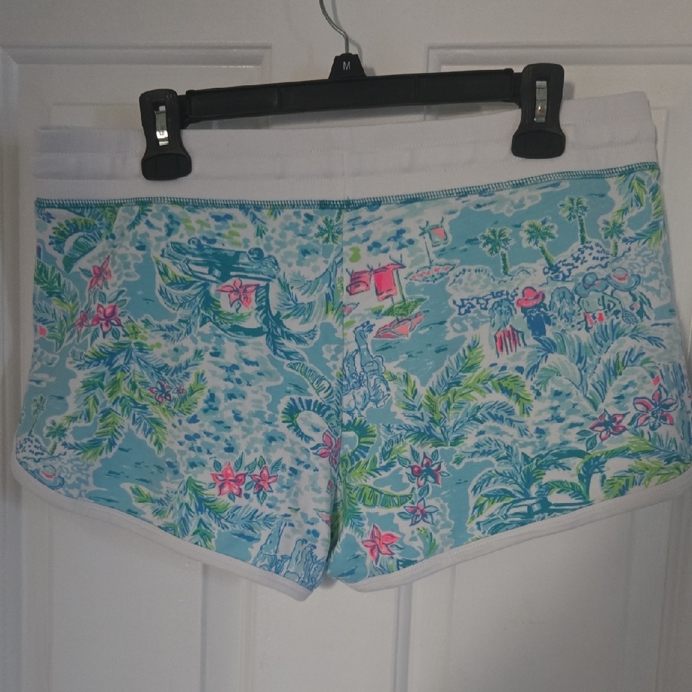 Lilly Pulitzer Blue Tropical Print Drawstring Shorts - Picture 5 of 5